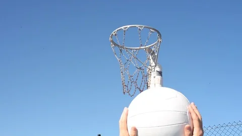Shooting a netball goal Stock Footage 78355616