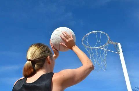 Shooting a Netball Stock Photos