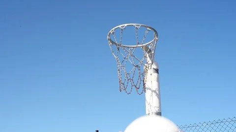 Shooting a netball into a ring Stock Footage 78352697