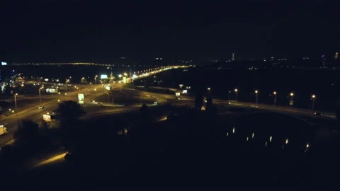 Shooting of the night road by a quadrocopter. Stock-Footage 95705676