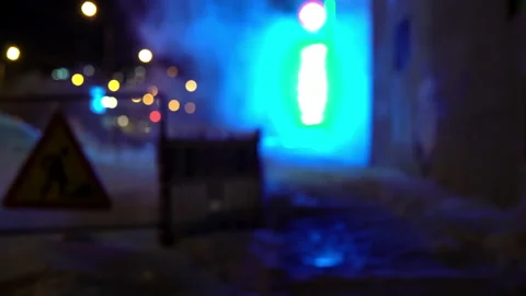 Shooting out of focus. The pedestrian zone is undergoing renovation work and a Video stock 146410385
