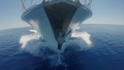 Shooting over the bow of a boat under way Stock Footage 79947400