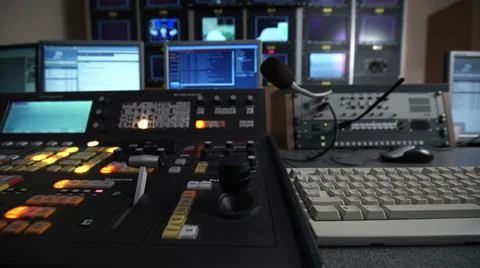 Shooting With a Panorama of the Telebroadcasting Studio Video stock 61496227