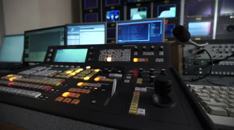 Shooting With a Panorama of the Telebroadcasting Studio Stock Footage 61496386