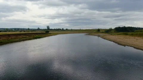 Shooting from a quadrocopter over the river. Stock Footage 160281864