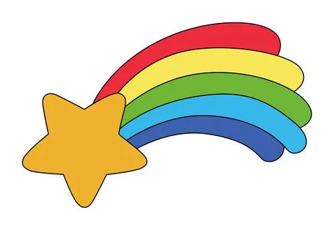 A shooting rainbow star with bright Stock Illustration