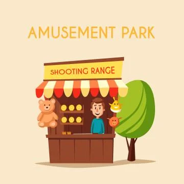 Shooting range. Cartoon vector illustration. Amusement park 스톡 일러스트