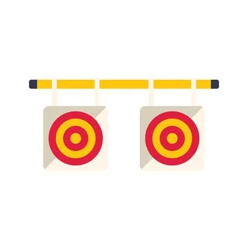 Shooting range gallery with two red and yellow targets hanging from a yellow  Stock Illustration
