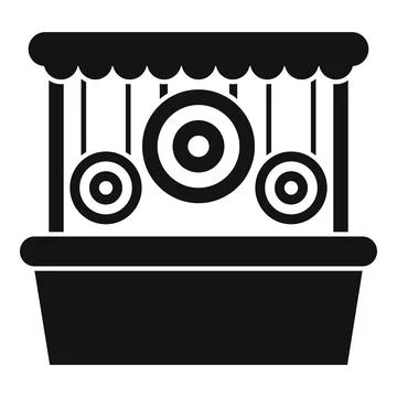 Shooting range game booth with hanging targets at amusement park or carnival Ilustración de archivo