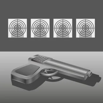 Shooting range with gun vector concept illustration Stock Illustration
