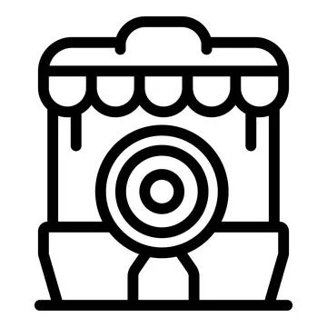Shooting range kiosk offering target practice games Illustrazione stock