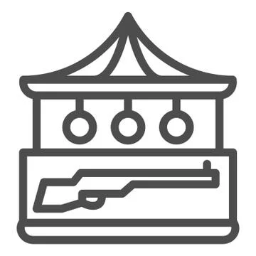 Shooting range line icon, Amusement park concept, Small stall with rifle and 스톡 일러스트
