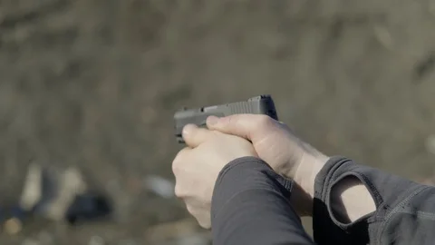 Shooting Range Slow Motion Tracking Shot Stock Footage 120488358