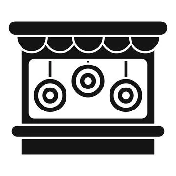 Shooting range tent with hanging targets for practicing shooting accuracy Stock Illustration