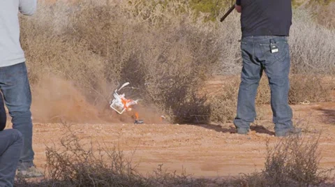 Shooting RC DJI Phantom Drone On Ground Stock Footage 59479595