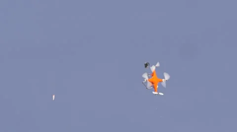 Shooting RC DJI Phantom Drone Out Of The Air Stock Footage 59481129