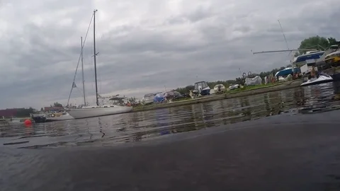 Shooting on the river in motion Stock Footage 79923847