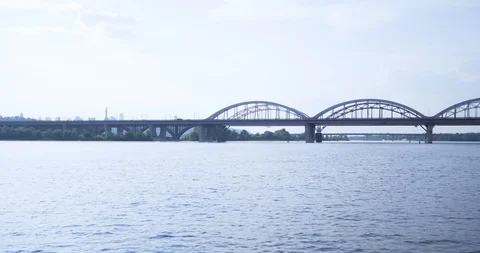 Shooting a river with a view of the bridge Stock-Footage 91431973