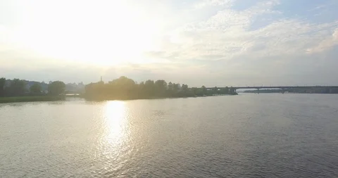 Shooting a river with a view of the park Stock Footage 91439935