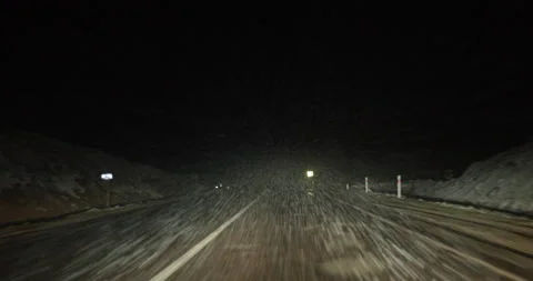 Shooting the road from the front window when driving in bad weather. Stock Footage 240705636