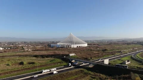 Shooting with sailing drone Designed by Calatrava City of Rome Stock Footage 147678840