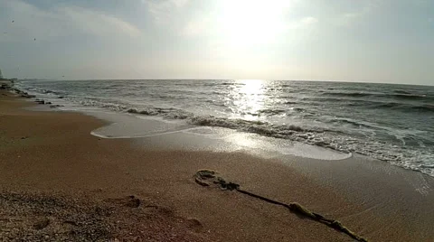 Shooting of the sea during a decline. Slow motion. Stock Footage 57994945