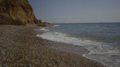 Shooting of sea pebble beach Stock Footage 99865546