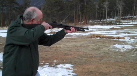 Shooting a shotgun Stock Footage 605222