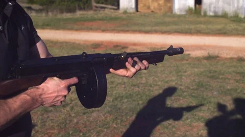 Shooting Slow Motion Machine Guns Filmed At 4000 FPS Frames Per Second Stock Footage 124245308
