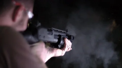 Shooting Slow Motion Machine Guns Filmed At 4000 FPS Frames Per Second Stock Footage 124245313
