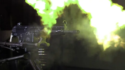 Shooting Slow Motion Machine Guns Filmed At 4000 FPS Frames Per Second Stock Footage 124245329