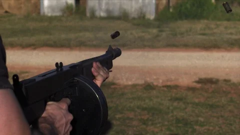 Shooting Slow Motion Machine Guns Filmed At 4000 FPS Frames Per Second Stock Footage 124245351