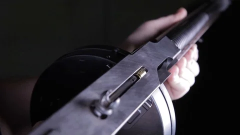 Shooting Slow Motion Machine Guns Filmed At 4000 FPS Frames Per Second Stock Footage 124245362