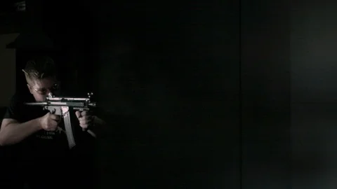 Shooting Slow Motion Machine Guns Filmed At 4000 FPS Frames Per Second Stock Footage 124245686