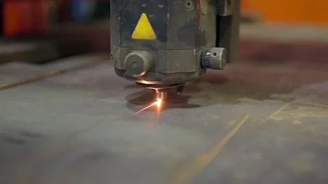 Shooting is a slow movement, close -up. CNS laser cutting machine Stock Footage 201819746