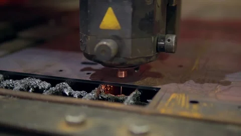 Shooting is a slow movement, close -up. CNS laser cutting machine, working with Video stock 201819878