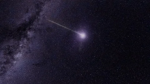 Shooting star against a purple sky Stock Footage
