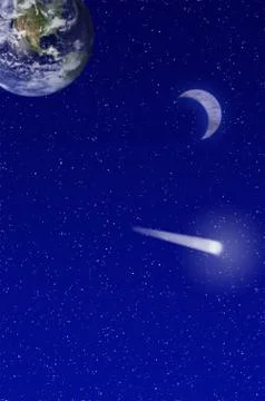 Shooting star and earth Stock Illustration