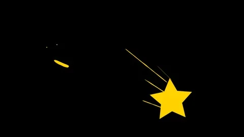 Shooting Star Cartoon Animation in Alpha Channel Stock Footage