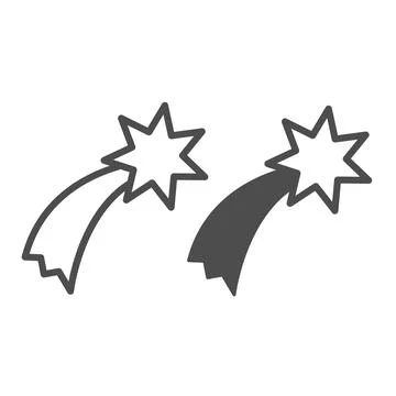 Shooting star, comet, falling line and solid icon, education concept, meteor Stock Illustration