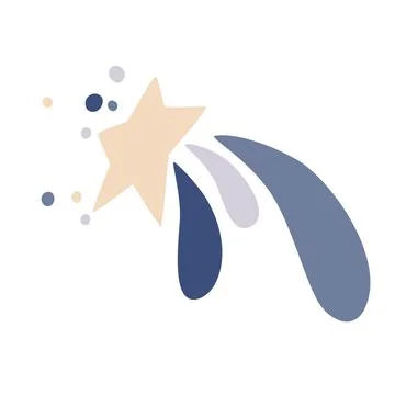 Shooting star. Comet tail or star trail. Meteorite, space. Vector Hand draw i Stock Illustration