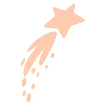 Shooting star. Comet tail or star trail. Meteorite, space. Vector Hand draw i Stock Illustration