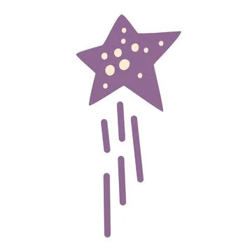 Shooting star. Comet tail or star trail. Meteorite, space. Vector Hand draw i Stock Illustration