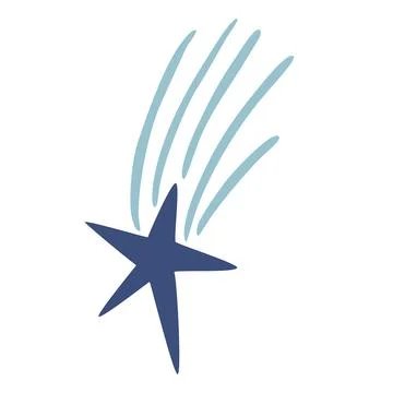 Shooting star. Comet tail or star trail. Meteorite, space. Vector Hand draw i Stock Illustration