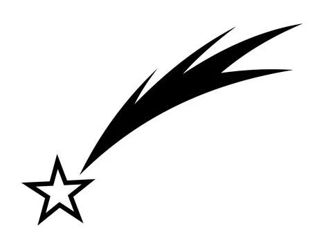 Shooting star icon. Falling meteorite or comet. Comet tail or star trail vector Stock Illustration