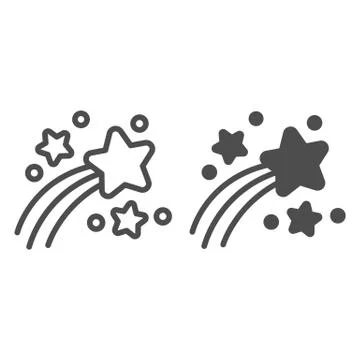Shooting star line and solid icon, astronomy and magic, make wish for falling Stock Illustration