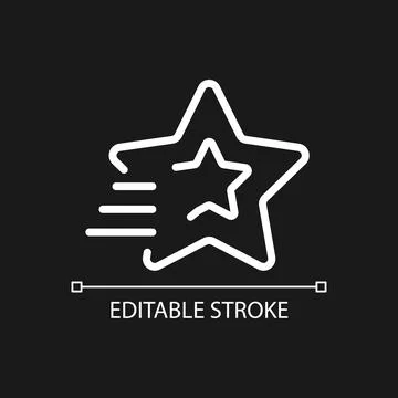 Shooting star pixel perfect white linear icon for dark theme Stock Illustration