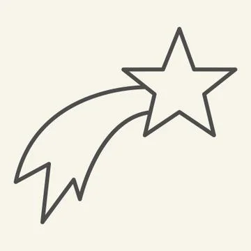 Shooting star thin line icon. Christmas falling star outline style pictogram on Stock Illustration