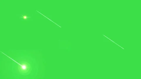 Shooting stars falling with light streaks and lens flare on green screen back Stock Footage 329964586