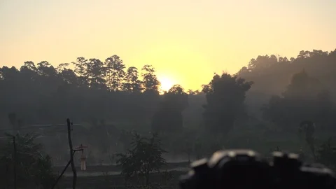 Shooting sunrise time lapse at Mae Hong Son, Thailand Stock Footage 101156455
